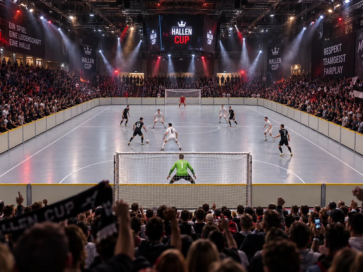 Mobiles Bandensystem von Compact rund um das Spielfeld bei einem Hallenfußball-Turnier